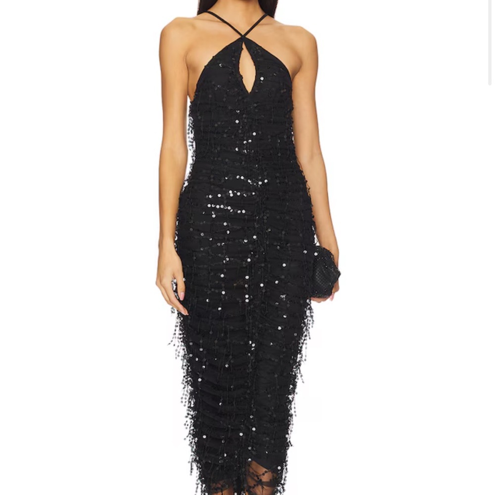 PARIS GEORGIA Elegant Black Sequin Dress